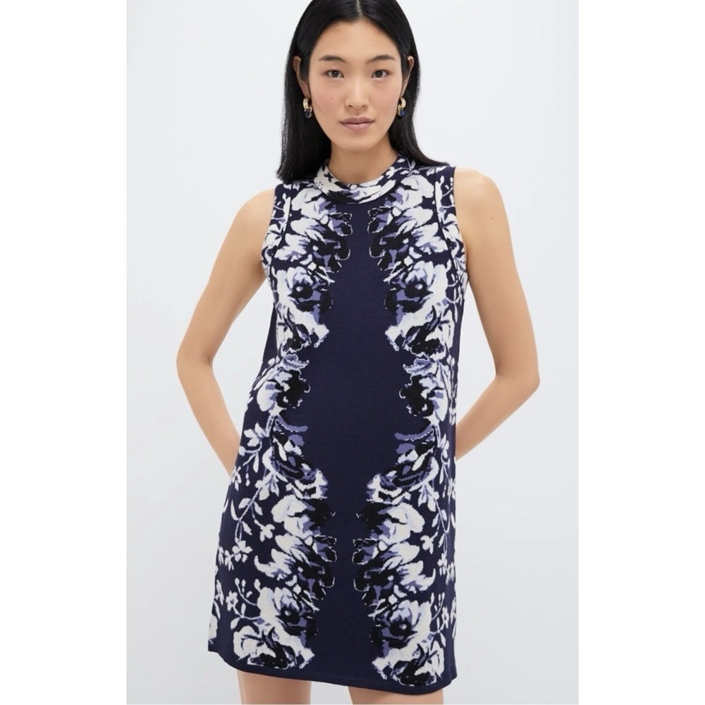 NWT Tuckernuck Dress Women's Size XL Indigo Reflection Knit Jacquard Blue White